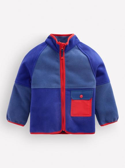 Mini Boden Kids' Cosy Windproof Fleece, Mazarine Blue, Mazarine Blue