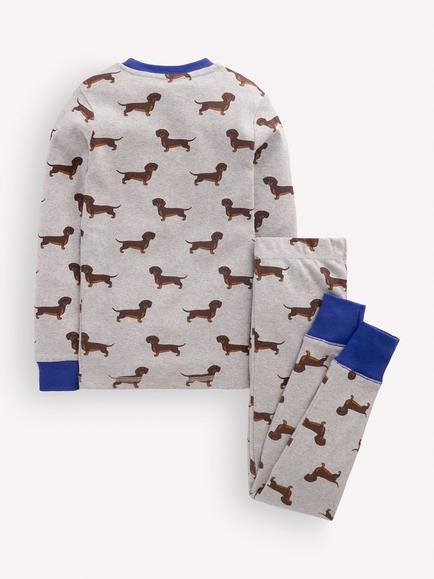 Mini Boden Kids' Long Sleeve Printed Pyjama Set, Sausage Dogs - view 2, Sausage Dogs