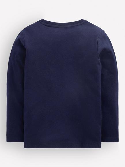 Mini Boden Kids' Glow In The Dark Superstitch Jumper, Navy Scenic Wolf - view 2, Navy Scenic Wolf