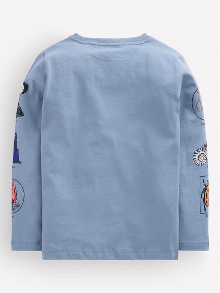 Mini Boden Kids' Long Sleeve Glow In The Dark Top, Blue - view 2, Blue Landscapes