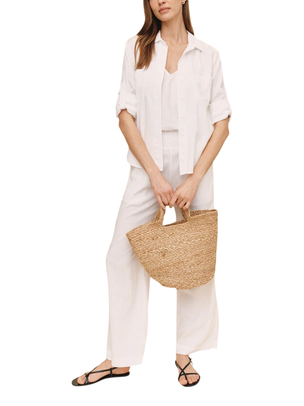 Bella Dahl Split Back Button Front Blouse Containing TENCEL™ Lyocell, White