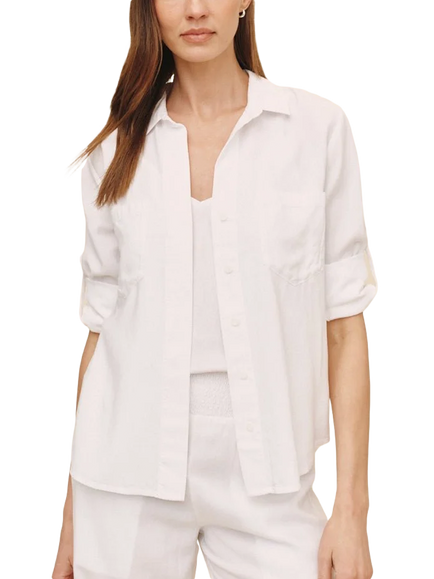 Bella Dahl Split Back Button Front Blouse Containing TENCEL™ Lyocell - view 2, White