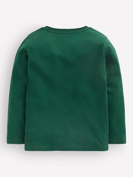 Mini Boden Kids' Christmas Tractor Long Sleeve T-Shirt, Emerald/Multi - view 2, Emerald/Multi