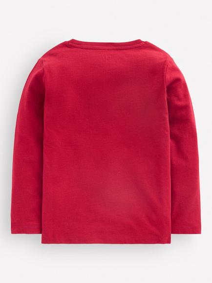 Mini Boden Kids' Long Sleeve Supers Top, Ruby Red Dragon - view 2, Ruby Red Dragon