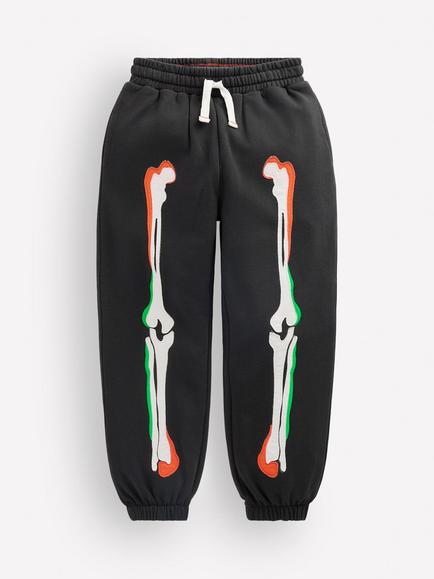 Mini Boden Kids' Skeleton Print Joggers, Shadow Grey Skeleton, Shadow Grey Skeleton