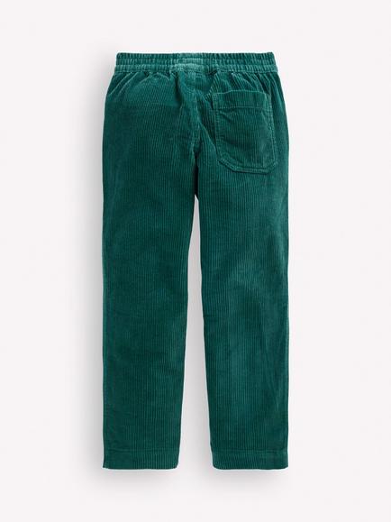 Mini Boden Kids' Pull On Cord Trousers, Mallard Green - view 2, Mallard Green