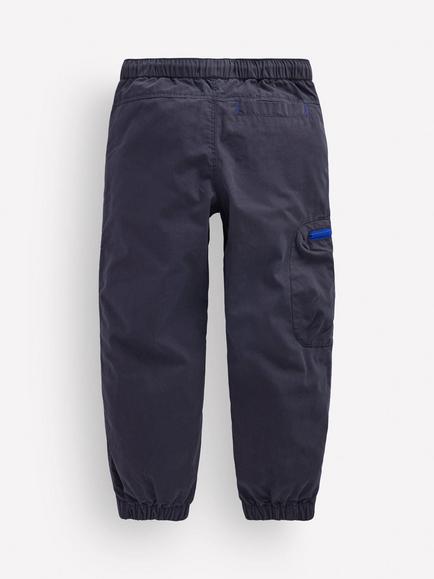 Mini Boden Kids' Drawstring Tech Trousers, Navy - view 2, Graphite