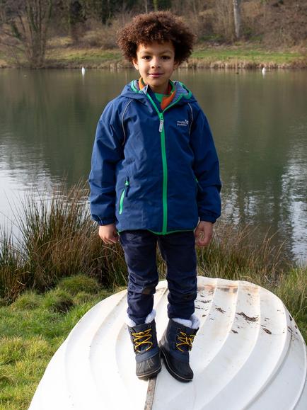 Muddy Puddles Kids' EcoSplash Waterproof Jacket, Navy - view 2, Navy