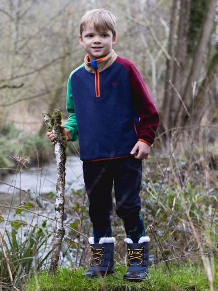 Muddy Puddles Kids' Polar Fleece Colour Block Half Zip Fleece, Multi - view 2, Multi
