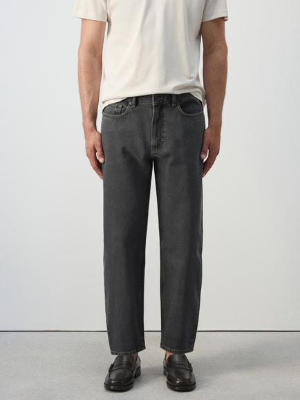 Mango Cropped Carrot Fit Jeans, Dark Grey, Dark Grey