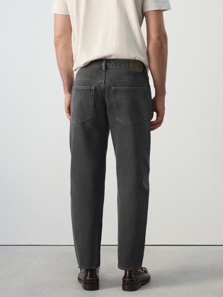 Mango Cropped Carrot Fit Jeans, Dark Grey - view 2, Dark Grey