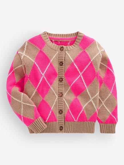 Mini Boden Kids' Relaxed Button Front Cardigan, Camel Melange, Camel Melange