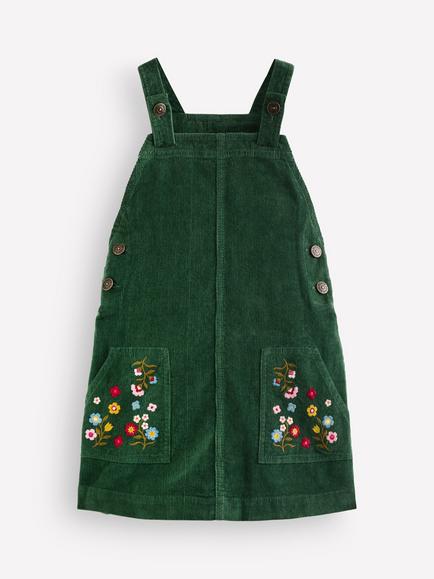 Mini Boden Kids' Adeline A-Line Corduroy Dress, Green, Green Corduroy