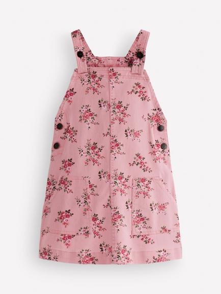 Mini Boden Kids' Adeline A-Line Pinafore Dress, Pink Soft Rose, Pink Soft Rose