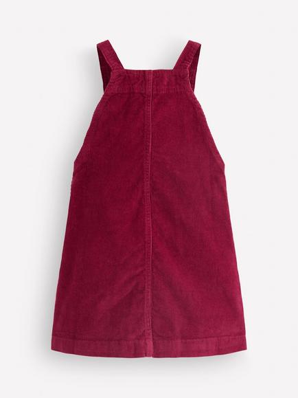 Mini Boden Kids' Adeline A-Line Dungaree Dress, Chestnut Red Cord - view 2, Chestnut Red Cord