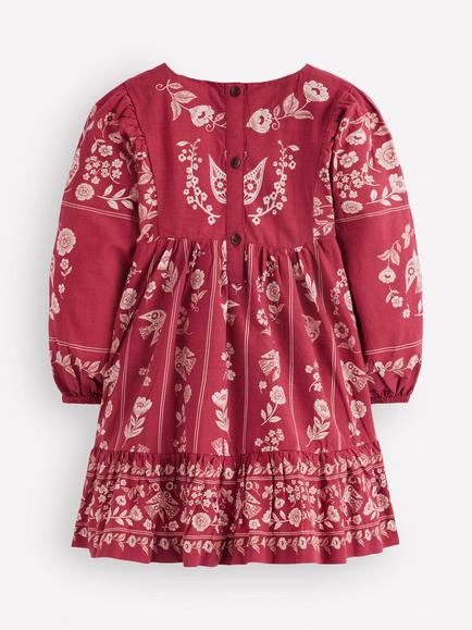 Mini Boden Kids' Celia Wing Sleeve Dress, Port - view 2, Port