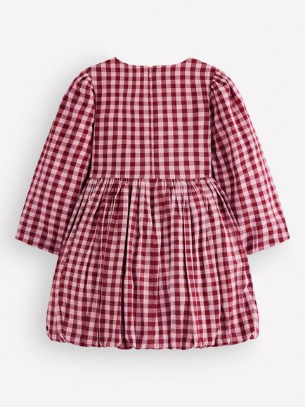 Mini Boden Kids' Long Sleeve Bubble Hem Dress, Red - view 2, Red