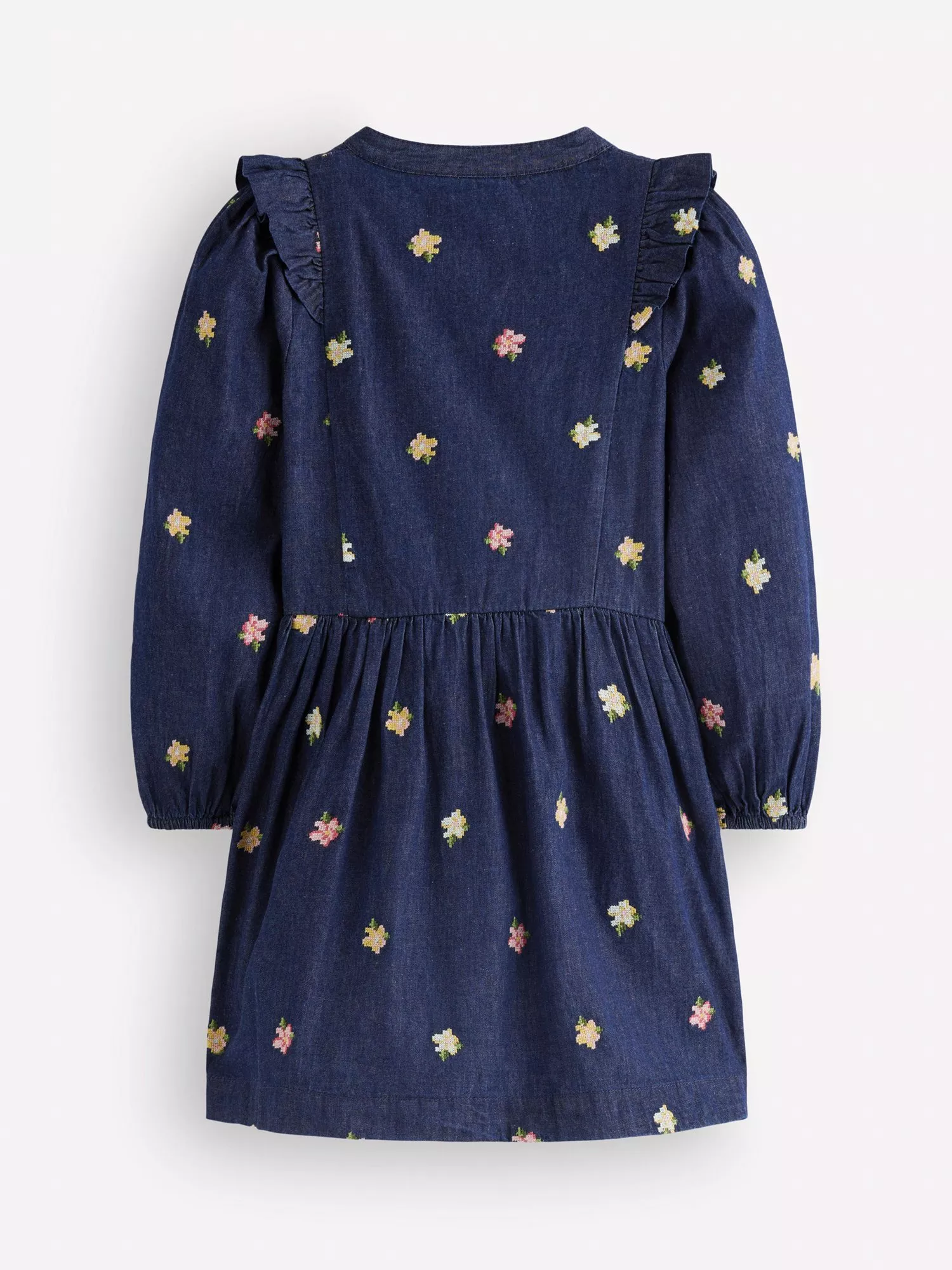 ワンピース FISH & KIDS / EMBROIDERY DRESS 2-3y Mini Boden Kids' Winnie Long Sleeve Frill Trim Dress, Denim Embroidery
