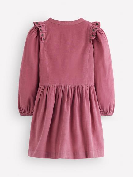 Mini Boden Kids' Winnie corduroy Long Sleeve Frill Trim Dress, Formica Pink - view 2, Formica Pink
