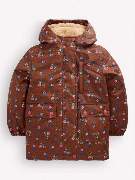Mini Boden Kids' 4-in-1 Waterproof Coat, Brown, Brown