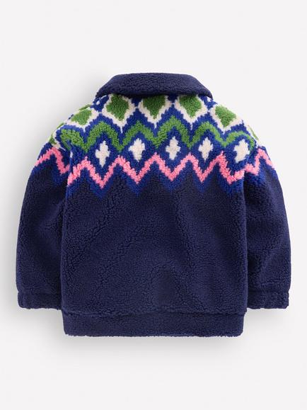 Mini Boden Kids' Collared Borg Fleece Jacket, Navy - view 2, Navy