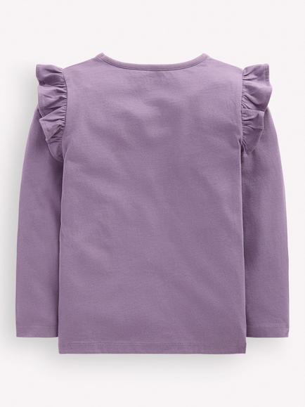 Mini Boden Kids' Long Sleeve Stitched Top, Nocturnal Purple Owl - view 2, Nocturnal Purple Owl
