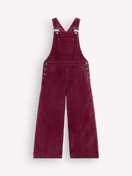 Mini Boden Kids' Relaxed Wide Leg Dungarees, Deep Wisteria Cord, Deep Wisteria Cord
