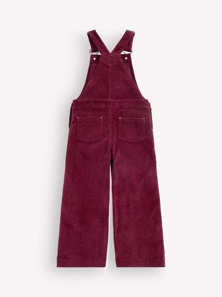 Mini Boden Kids' Relaxed Wide Leg Dungarees, Deep Wisteria Cord - view 2, Deep Wisteria Cord