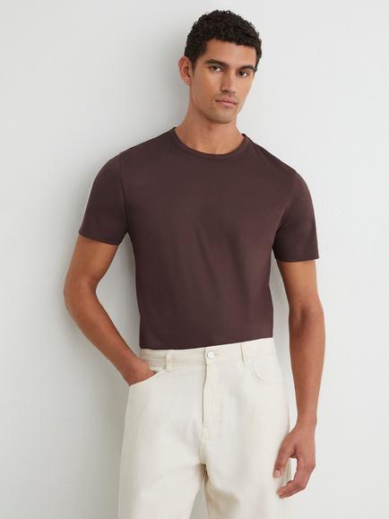 Reiss Count Cotton Regular Fit Short Sleeve T-Shirt, Dark Plum, Dark Plum