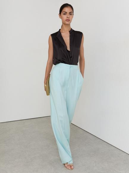 Reiss Esther Wide Leg Trousers, Aqua Blue - view 2, Aqua Blue