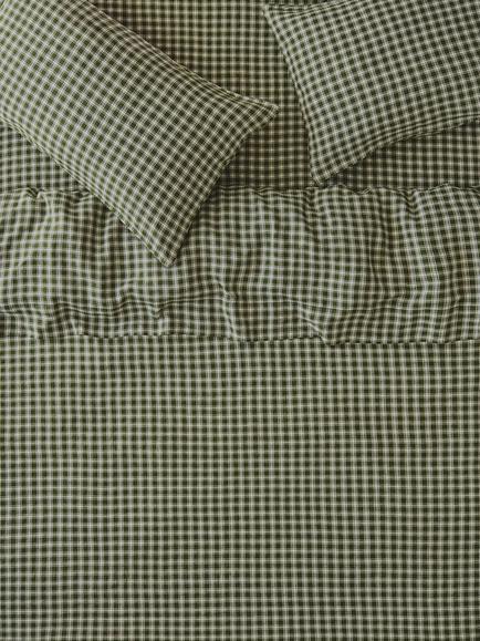 Piglet in Bed Heritage Gingham Linen Bedding, Fern Green