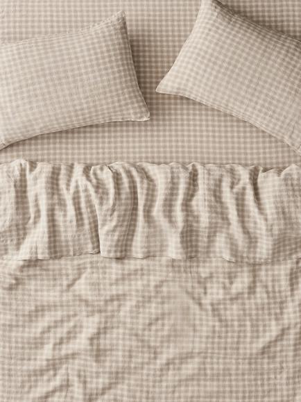 Piglet in Bed Heritage Gingham Linen Bedding, Oatmeal