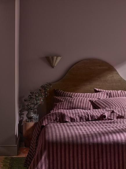 Piglet in Bed Walderton Stripe Linen Bedding - view 2, Berry