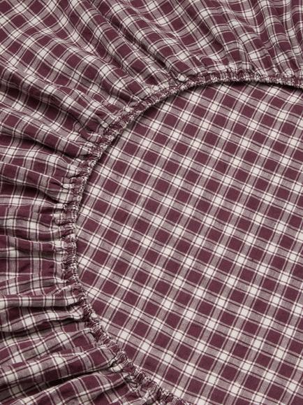 Piglet in Bed Heritage Gingham Linen Fitted Sheet - view 2, Berry
