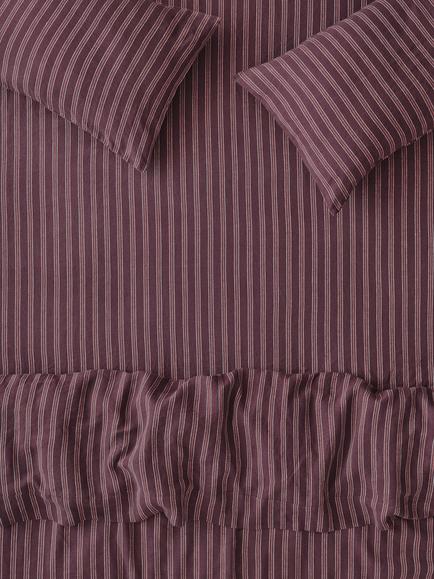 Piglet in Bed Walderton Strip Linen Fitted Sheet, Berry