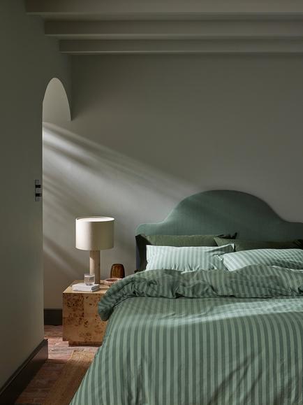 Piglet in Bed Pembroke Stripe Cotton Bedding - view 2, Pine Green