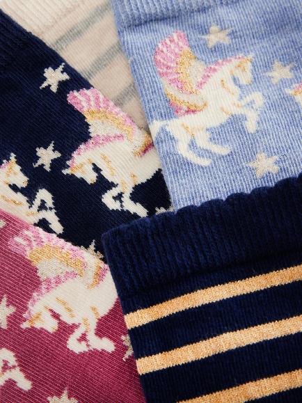 Mini Boden Kids' Ankle Socks, Pack of 5, Pegasus - view 2, Pegasus