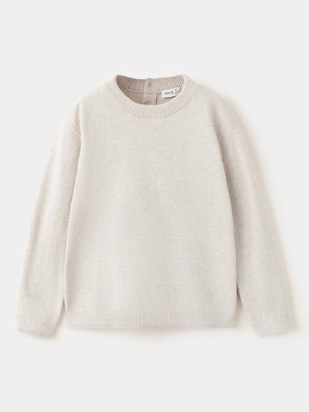 Mango Kids' Sculpted Relaxed Crew Neck Knit Pullover, Beige