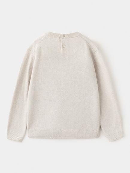 Mango Kids' Sculpted Relaxed Crew Neck Knit Pullover - view 2, Beige