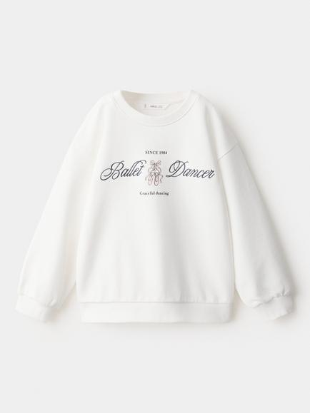 Mango Baby Cotton Slogan Sweatshirt, Off White, Off White