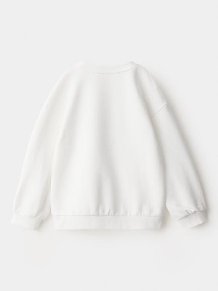 Mango Baby Cotton Slogan Sweatshirt, Off White - view 2, Off White
