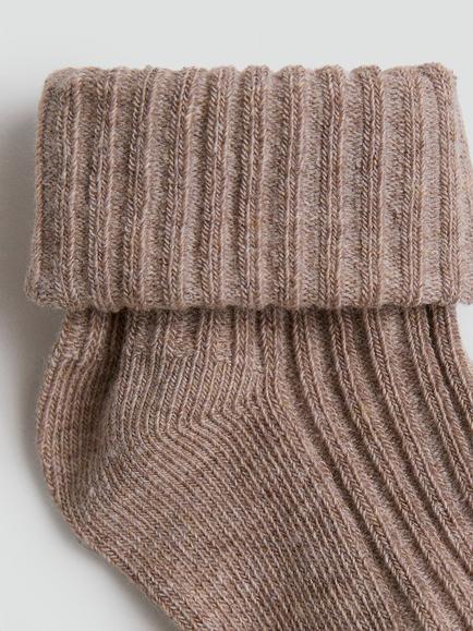Mango Baby Cotton Rich Ribbed Socks, Pack of 4, Sand - view 2, Sand