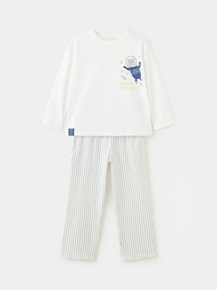 Mango Kids' Cotton Space Explorer Pyjama Set, White, White