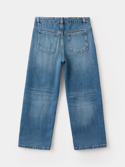 Mango Kids' Mid-Rise Wide Leg Jeans, Mid Blue - view 2, Mid Blue