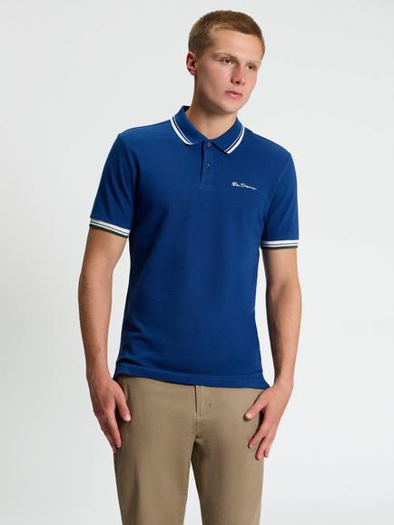 Ben Sherman Signature Short Sleeve Pique Cotton Polo Shirt, Blueberry
