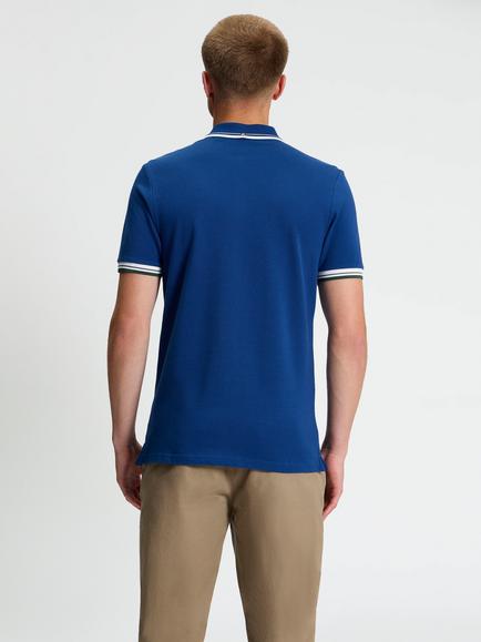 Ben Sherman Signature Short Sleeve Pique Cotton Polo Shirt - view 2, Blueberry