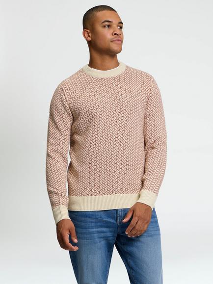 Ben Sherman Jacquard Geo Crew Neck Jumper, Ivory, Ivory