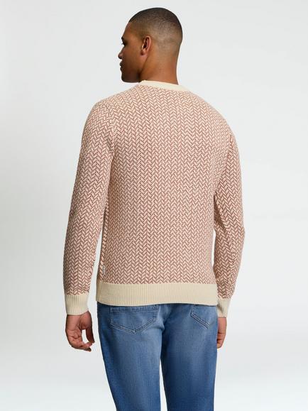 Ben Sherman Jacquard Geo Crew Neck Jumper, Ivory - view 2, Ivory