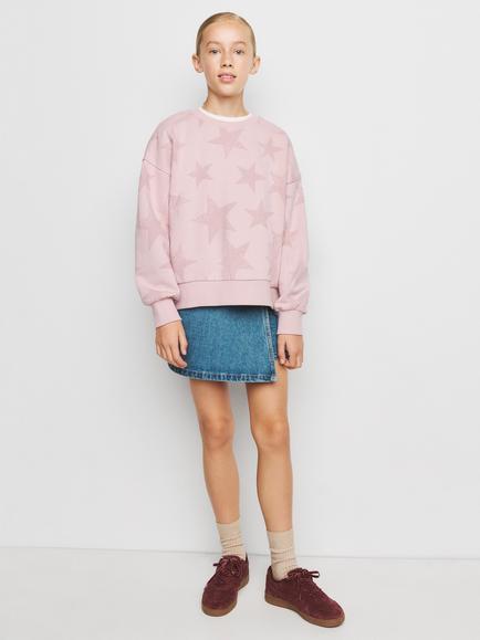 Mango Kids' Cotton Star Print Sweatshirt, Pink - view 2, Pink