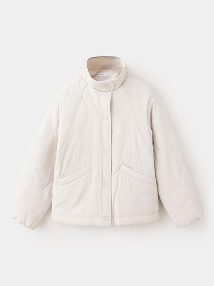Mango Kids' Quilted Funnel Neck Jacket, Raw, Raw